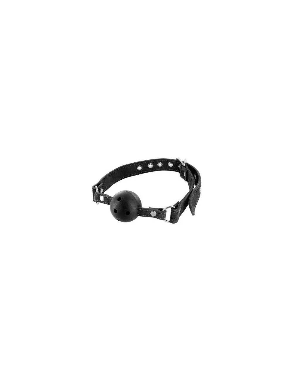 Fetish Tentation Baillon Cuir Noir Boule Ă Trous Rigide Fetish Premium