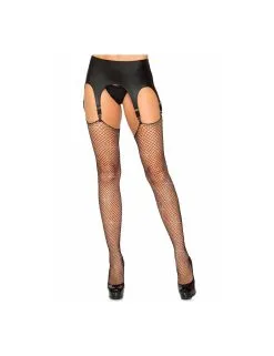 Bas Filet Noir Et Strass Sans Jarretières LEG AVENUE