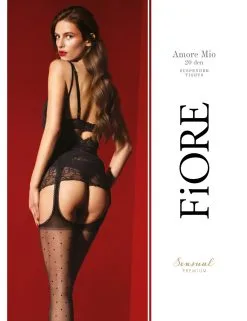 Bas Jarretelles Amore Mio 20 DEN Noir Fiore