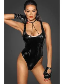 Body Echancré En Vinyle F245 Noir Handmade