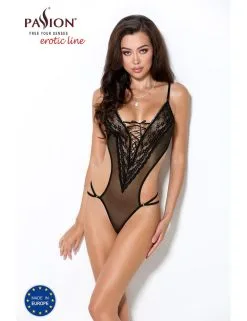 Passion Lingerie Body Erza Dentelle Fleurie Noir Passion