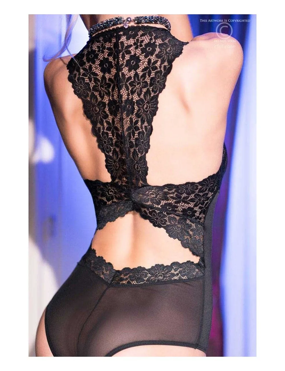 Body Noir Dentelle Séduction Chilirose – Image 4