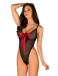 Obsessive Lingerie Body Noir Noeud Rouge Tienesy Obsessive