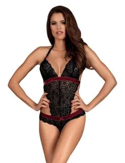 Obsessive Lingerie Body Rossita Noir & Bordeaux Obsessive