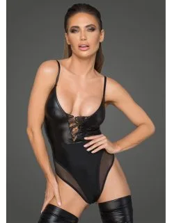 Body Vinyle Résille Rebellious Noir Handmade