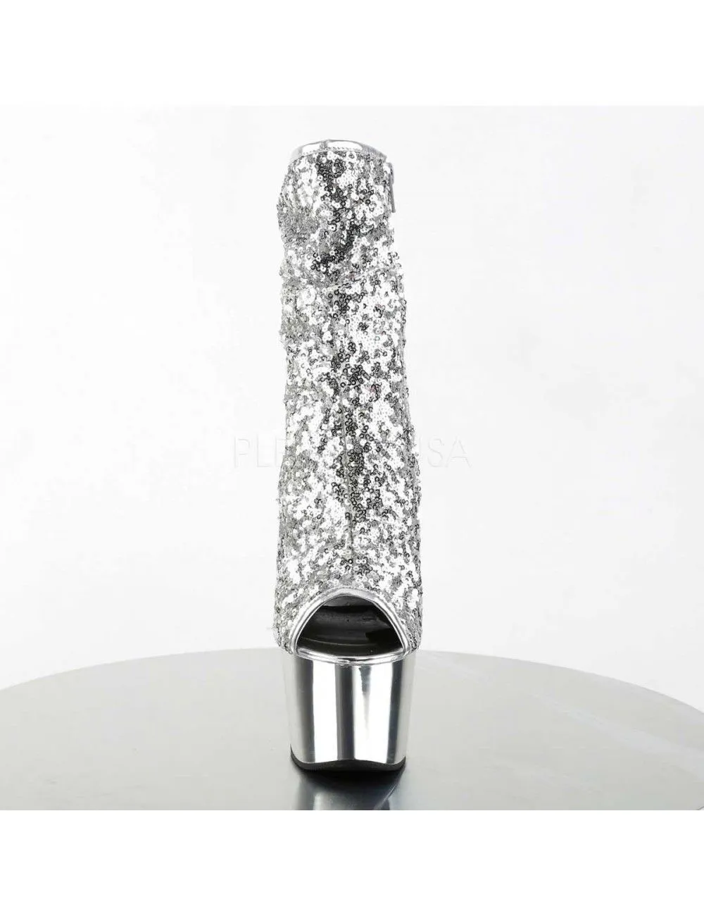 Pleaser USA Shoes Bottine Plateforme Pole Dance Sequin Argent Pleaser – Image 2