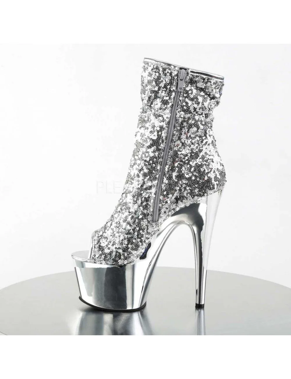Pleaser USA Shoes Bottine Plateforme Pole Dance Sequin Argent Pleaser – Image 3