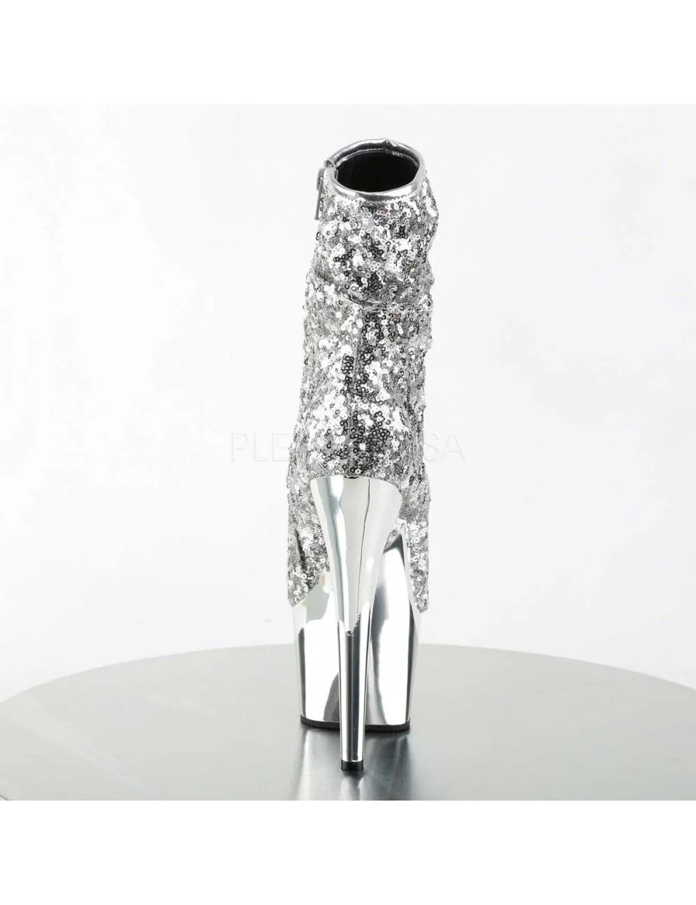 Pleaser USA Shoes Bottine Plateforme Pole Dance Sequin Argent Pleaser – Image 4