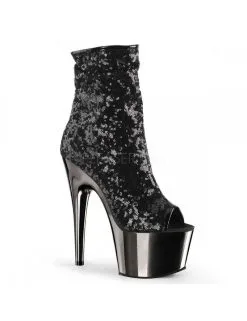 Pleaser USA Shoes Bottine Plateforme Pole Dance Sequin Noir Pleaser