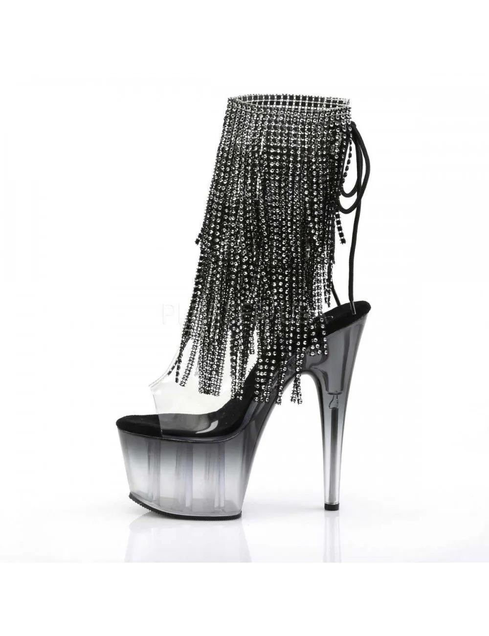Pleaser USA Shoes Bottines Noir 2 Tons Avec Franges Et Strass – Image 3