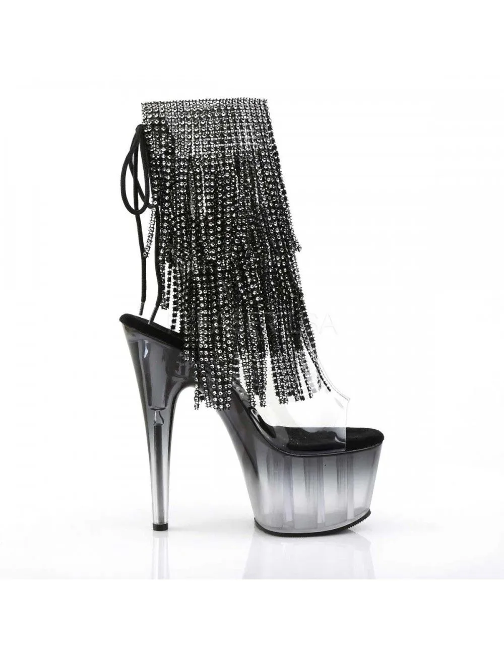 Pleaser USA Shoes Bottines Noir 2 Tons Avec Franges Et Strass – Image 5