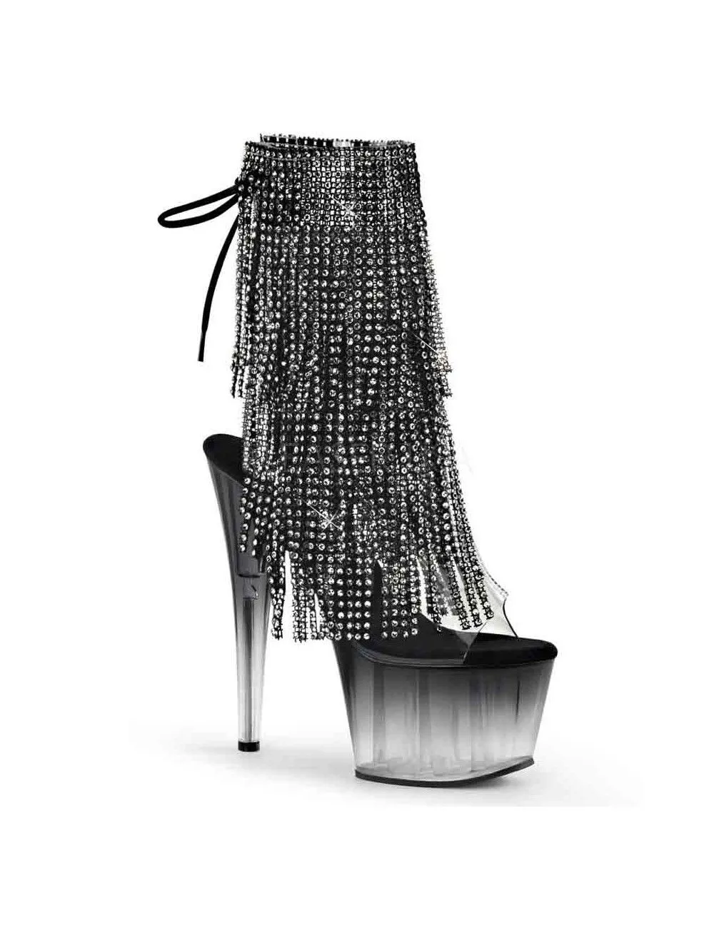 Pleaser USA Shoes Bottines Noir 2 Tons Avec Franges Et Strass