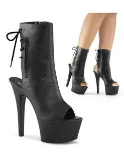 Pleaser USA Shoes Bottines Ouvertes Laçage Noir Mat Pleaser
