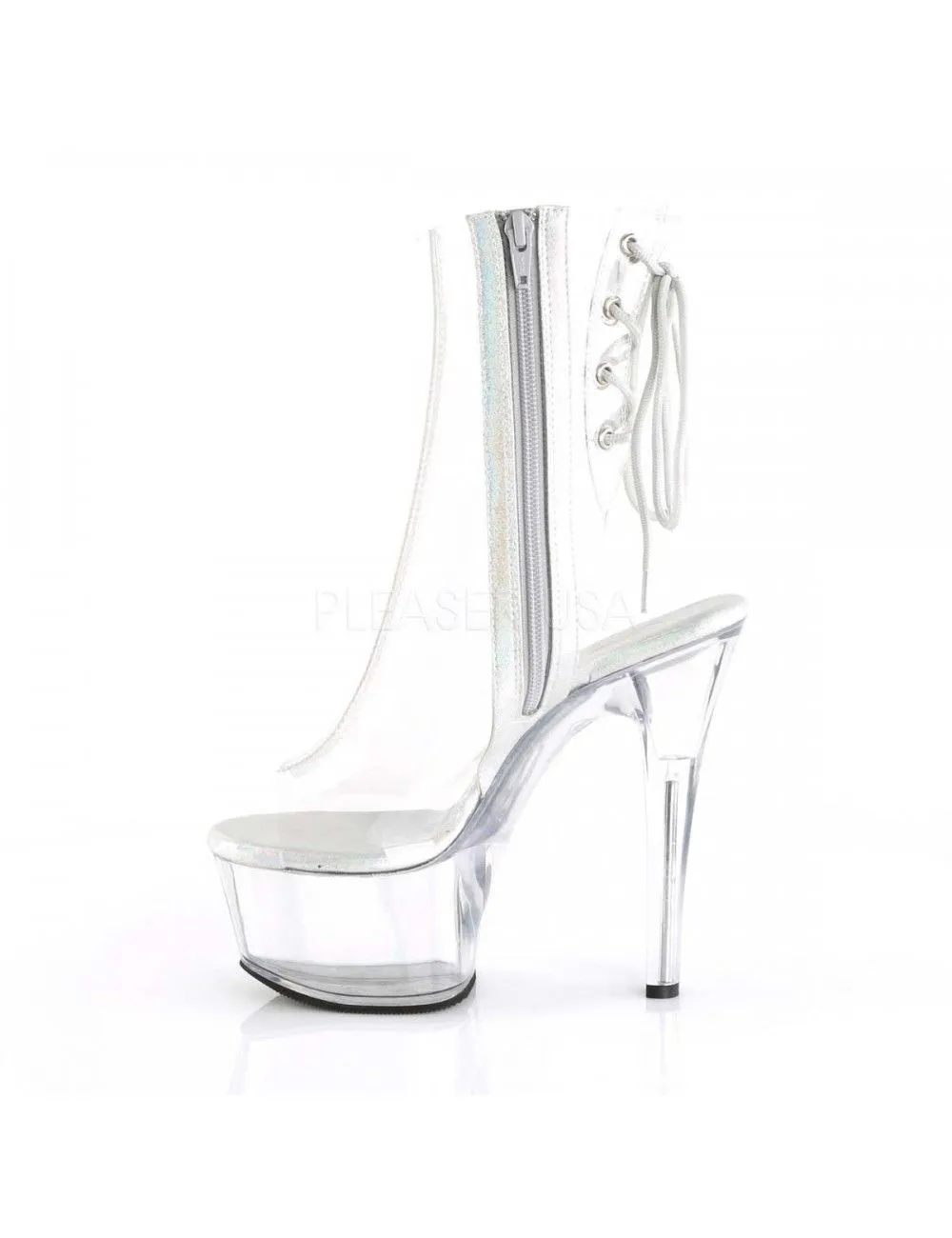 Pleaser USA Shoes Bottines Ouvertes Transparente Avec Laçage Pleaser – Image 3
