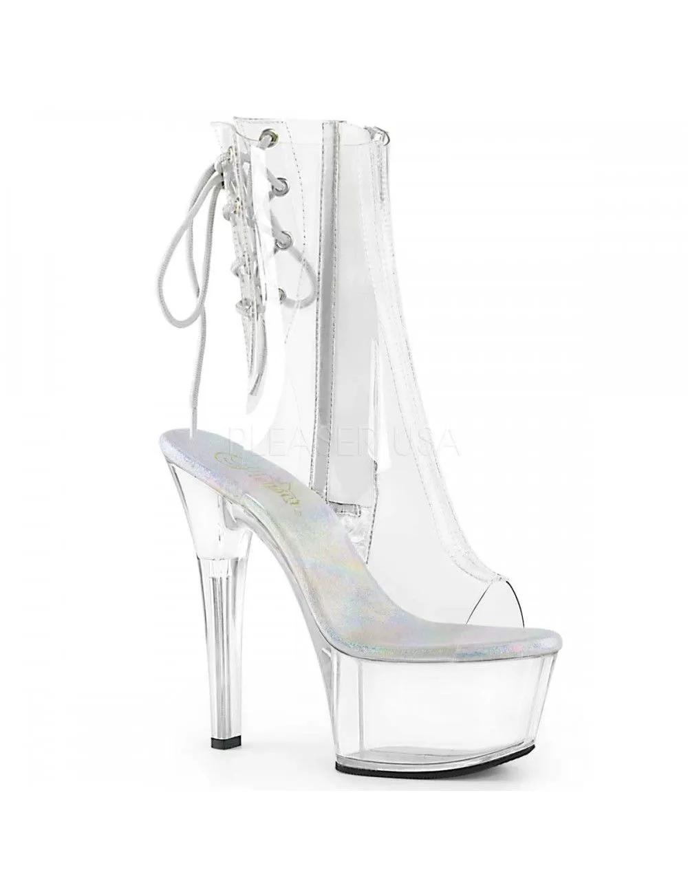 Pleaser USA Shoes Bottines Ouvertes Transparente Avec Laçage Pleaser
