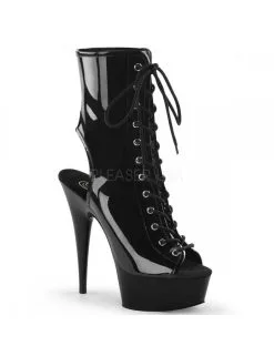 Pleaser USA Shoes Bottines Plateforme Noire Vernis Et Laçage Sexy PLEASER