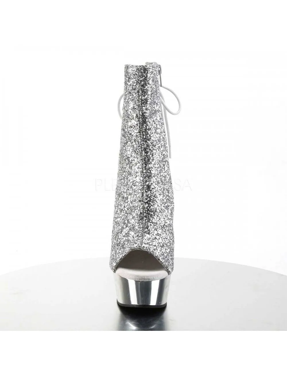 Pleaser USA Shoes Bottines Plateforme Ouverte Argent Paillètes PLEASER – Image 2
