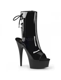 Pleaser USA Shoes Bottines Plateforme Ouverte Noire Vernis PLEASER
