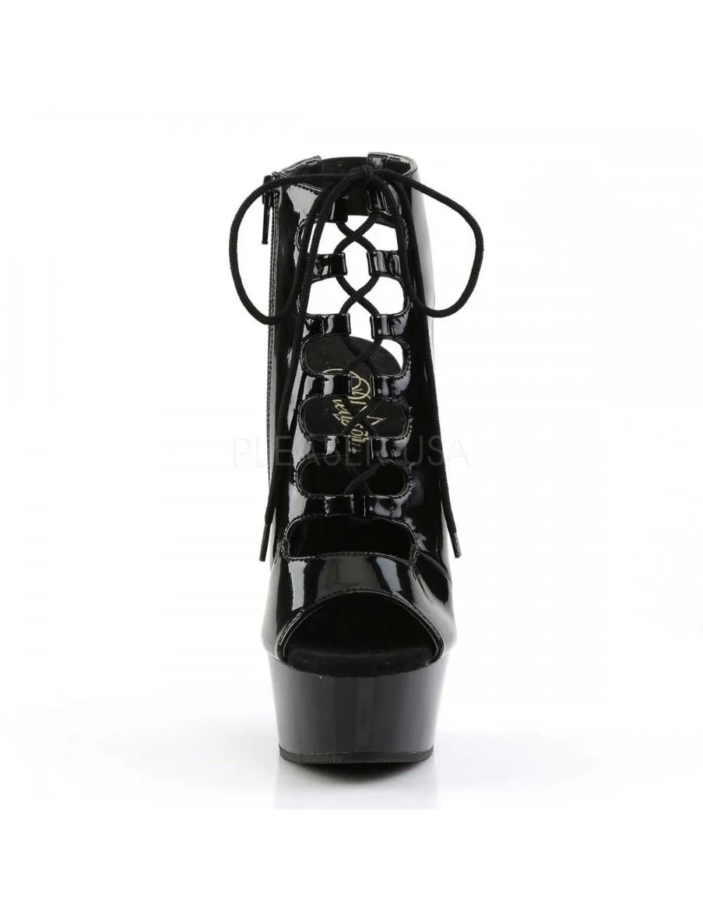 Pleaser USA Shoes Bottines Plateformes Et Laçage Noir Vernis Pleaser – Image 2