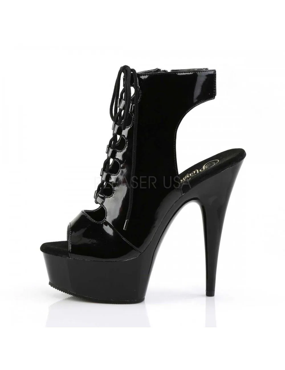 Pleaser USA Shoes Bottines Plateformes Et Laçage Noir Vernis Pleaser – Image 3