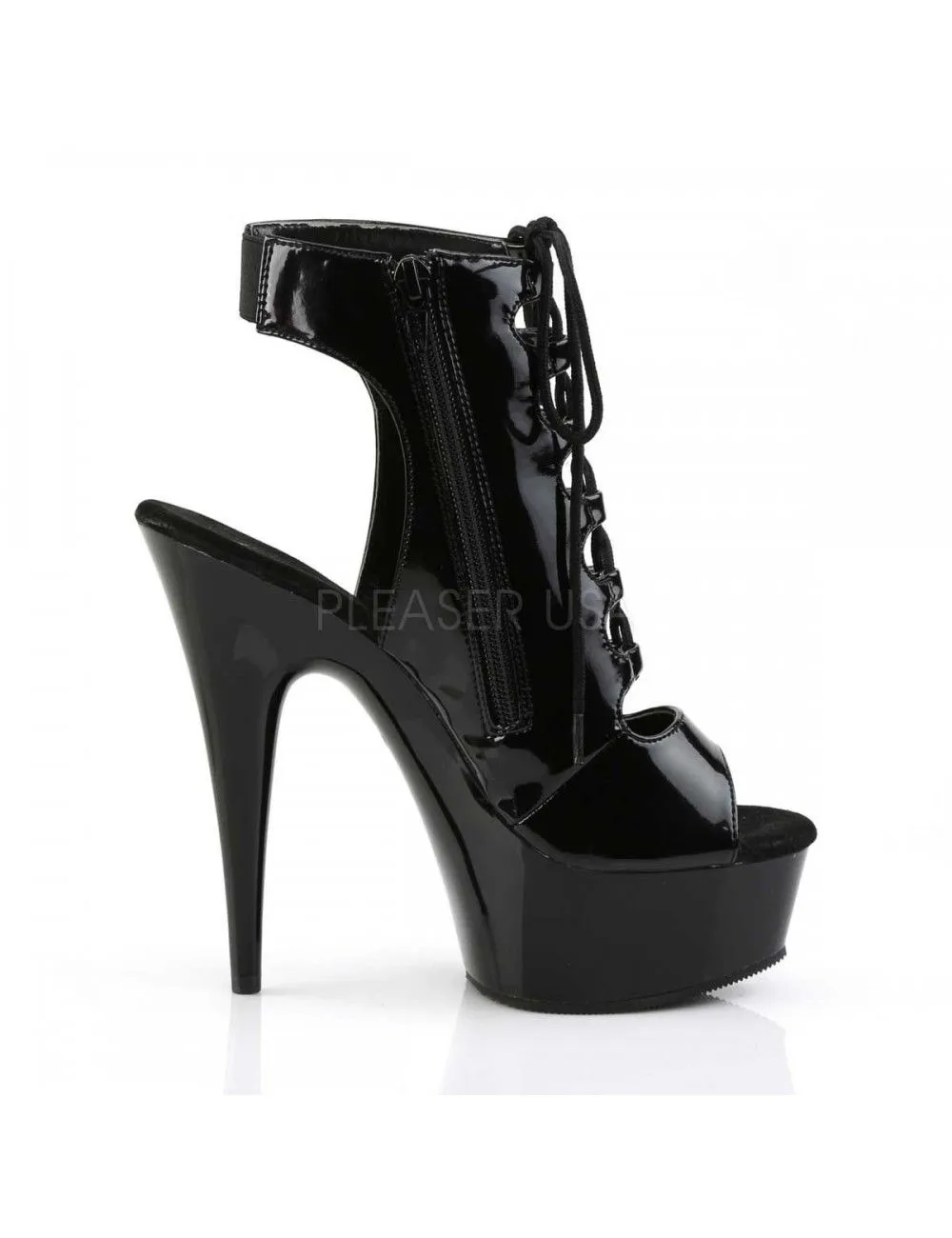 Pleaser USA Shoes Bottines Plateformes Et Laçage Noir Vernis Pleaser – Image 5