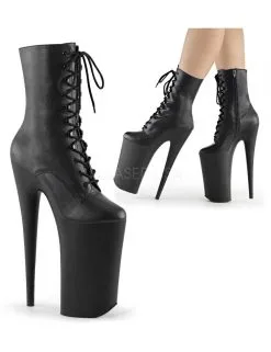 Pleaser USA Shoes Bottines Plateformes Extrêmes Fetish Laçage Noir Mat Pleaser