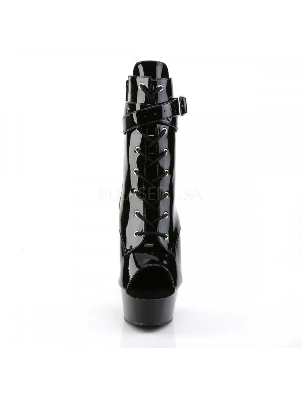 Pleaser USA Shoes Bottines Plateformes Ouverte Noir Vernis Delight Pleaser – Image 2