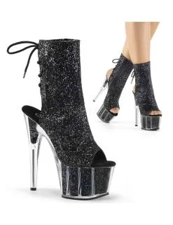 Pleaser USA Shoes Bottines Plateformes Ouvertes Paillettes Noir PLEASER