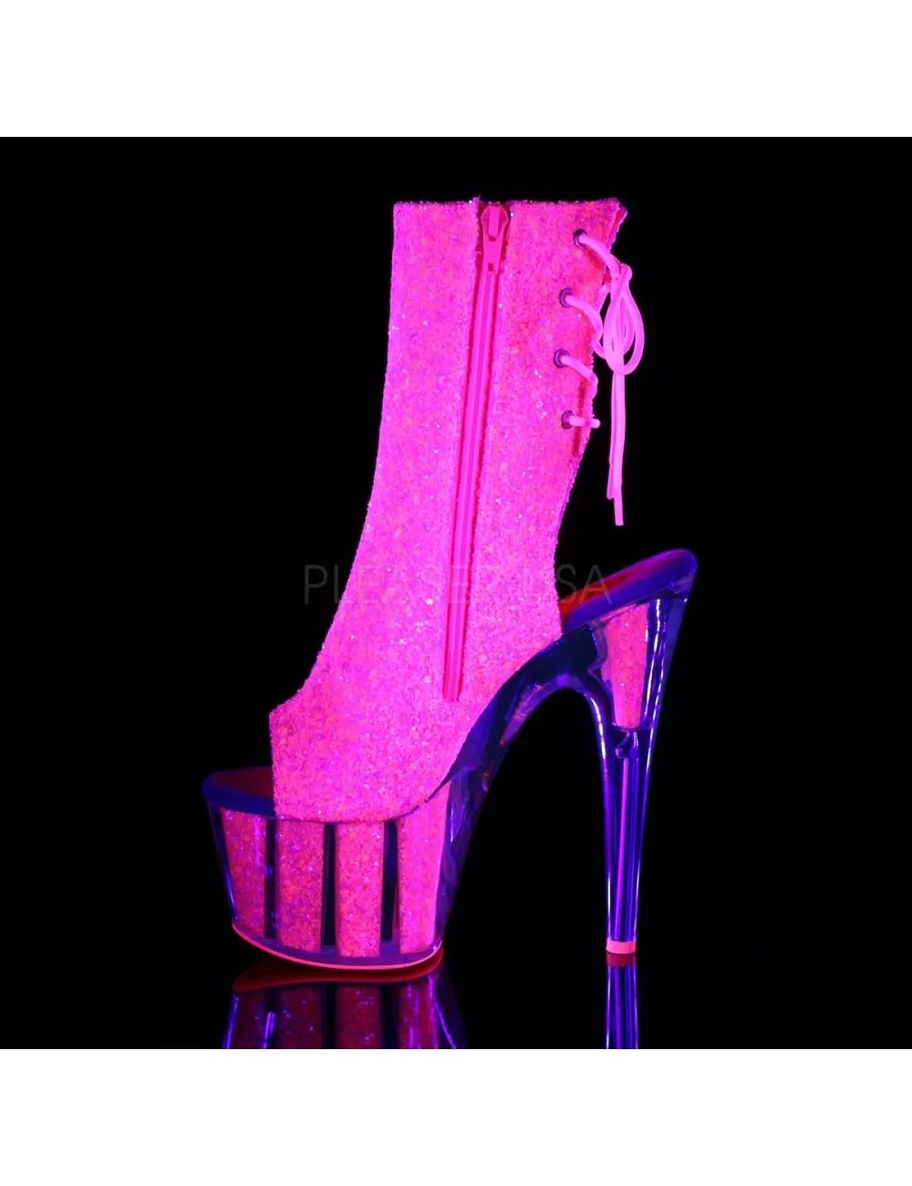 Pleaser USA Shoes Bottines Plateformes Ouvertes Paillettes Rose PLEASER – Image 3
