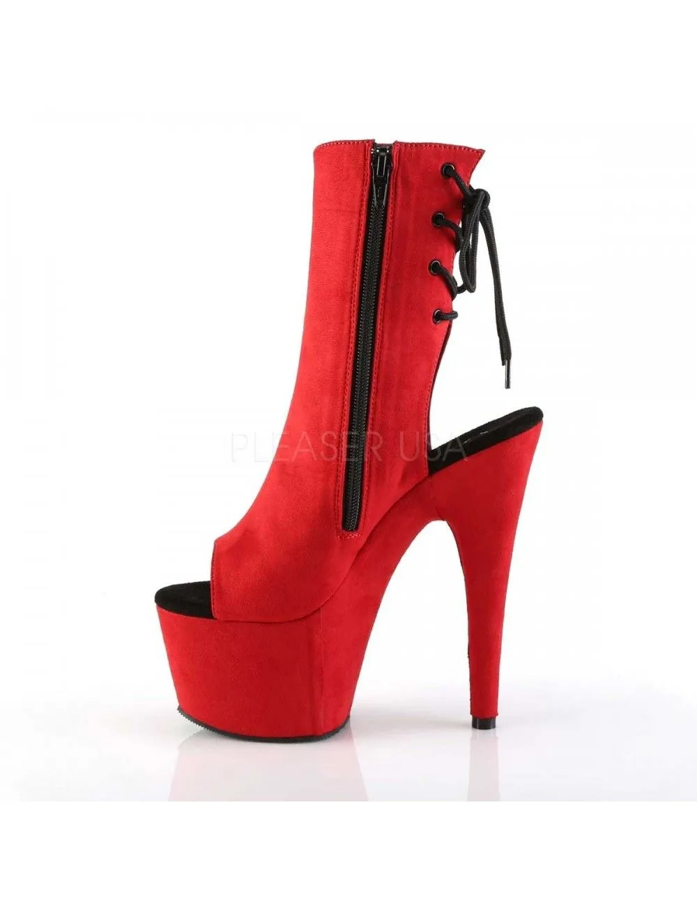 Pleaser USA Shoes Bottines Plateformes Ouvertes Suédine Rouge PLEASER – Image 3