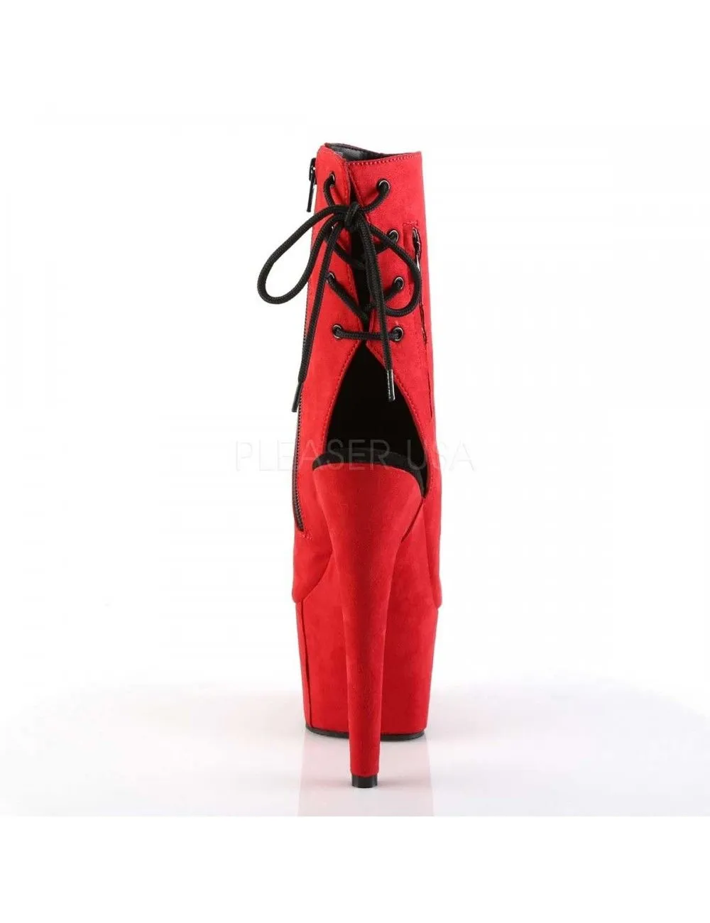 Pleaser USA Shoes Bottines Plateformes Ouvertes Suédine Rouge PLEASER – Image 4