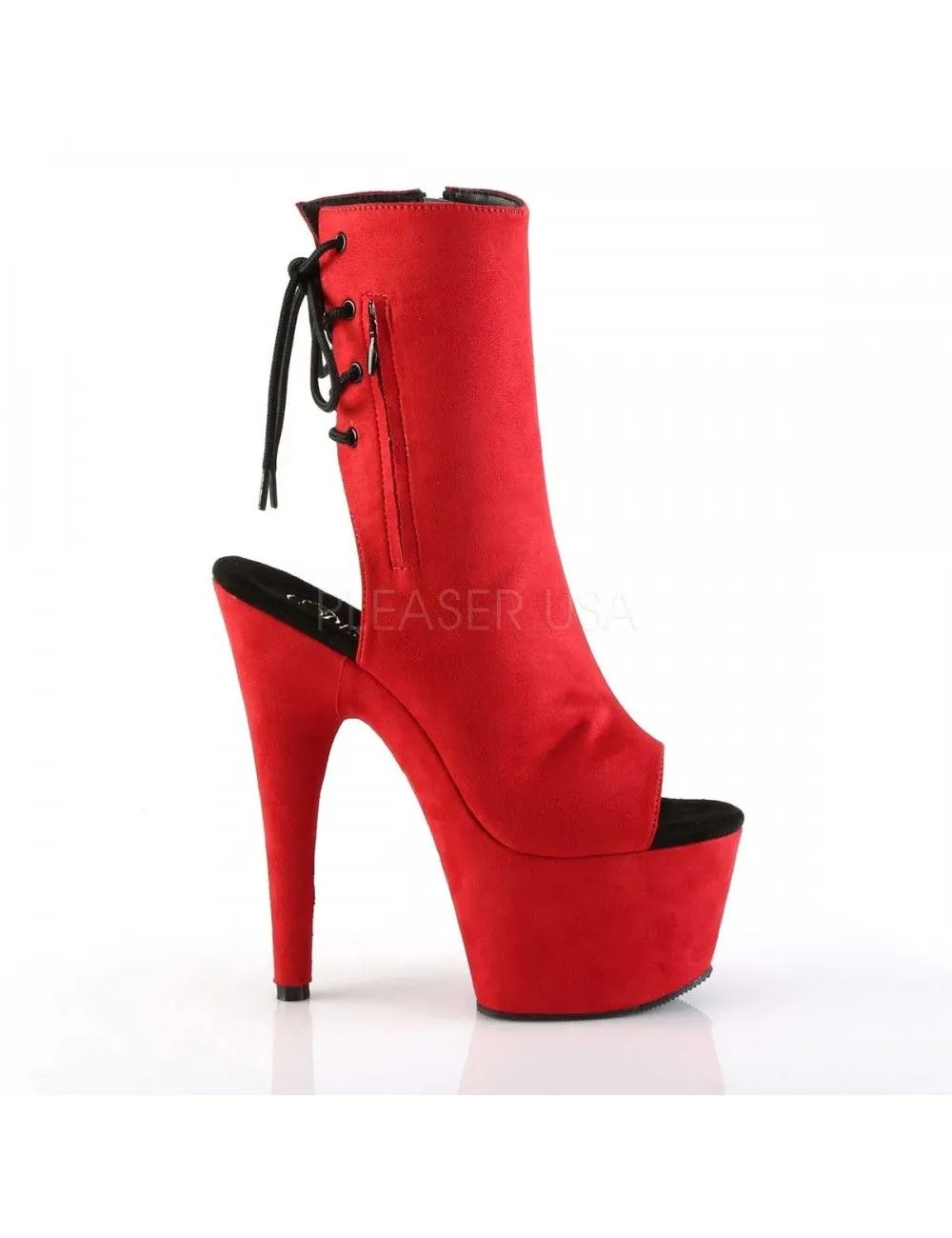 Pleaser USA Shoes Bottines Plateformes Ouvertes Suédine Rouge PLEASER – Image 5