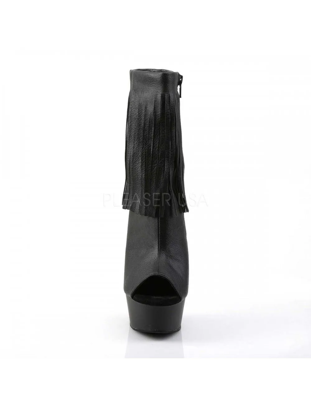 Pleaser USA Shoes Bottines Talon Haut Frange Chic Noire Mat PLEASER – Image 2