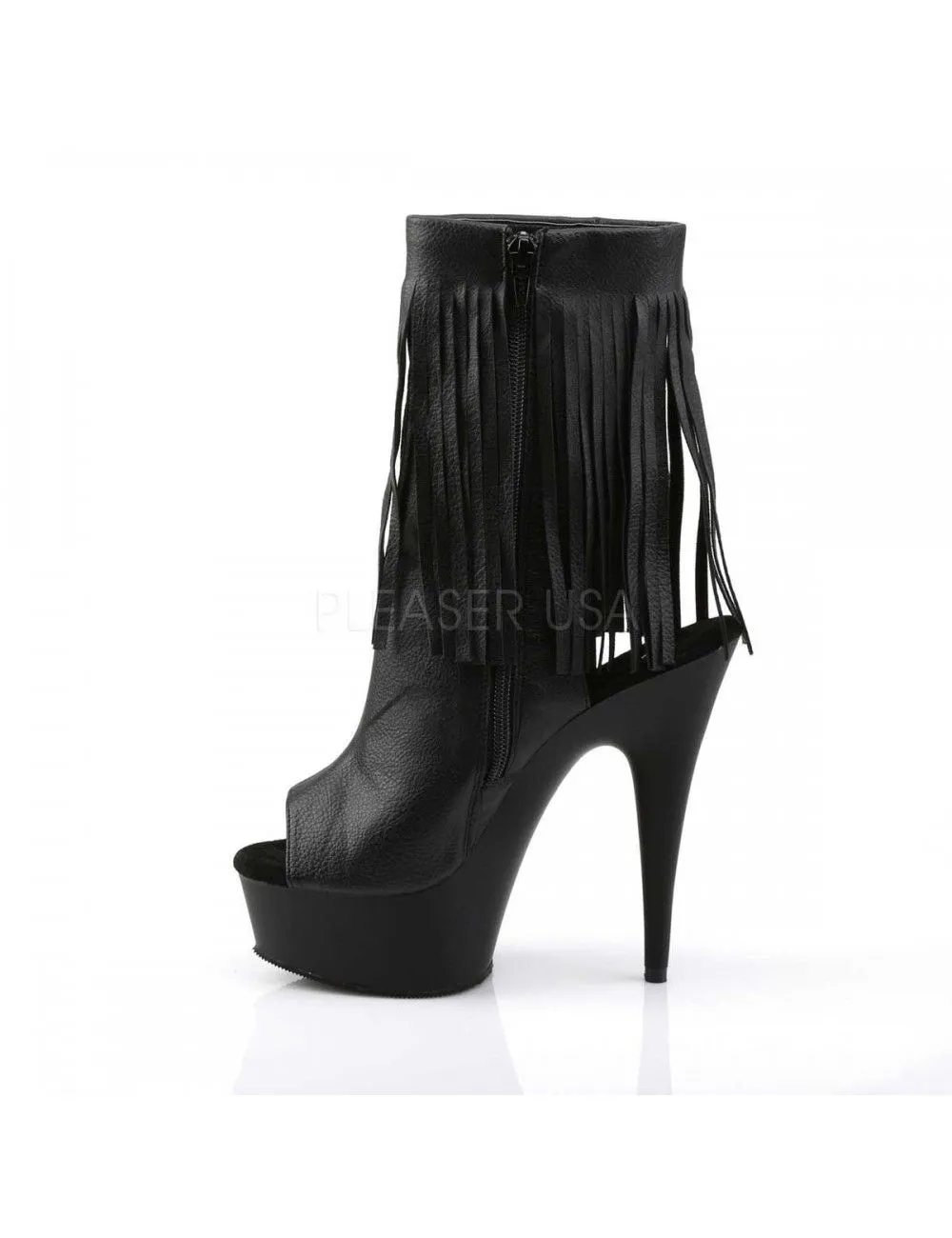 Pleaser USA Shoes Bottines Talon Haut Frange Chic Noire Mat PLEASER – Image 3