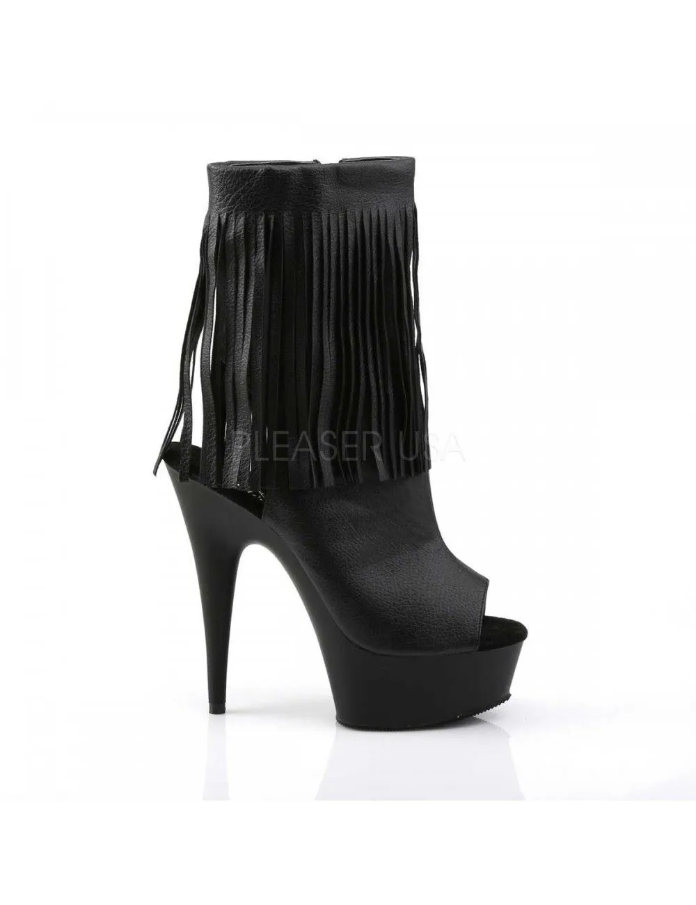 Pleaser USA Shoes Bottines Talon Haut Frange Chic Noire Mat PLEASER – Image 5