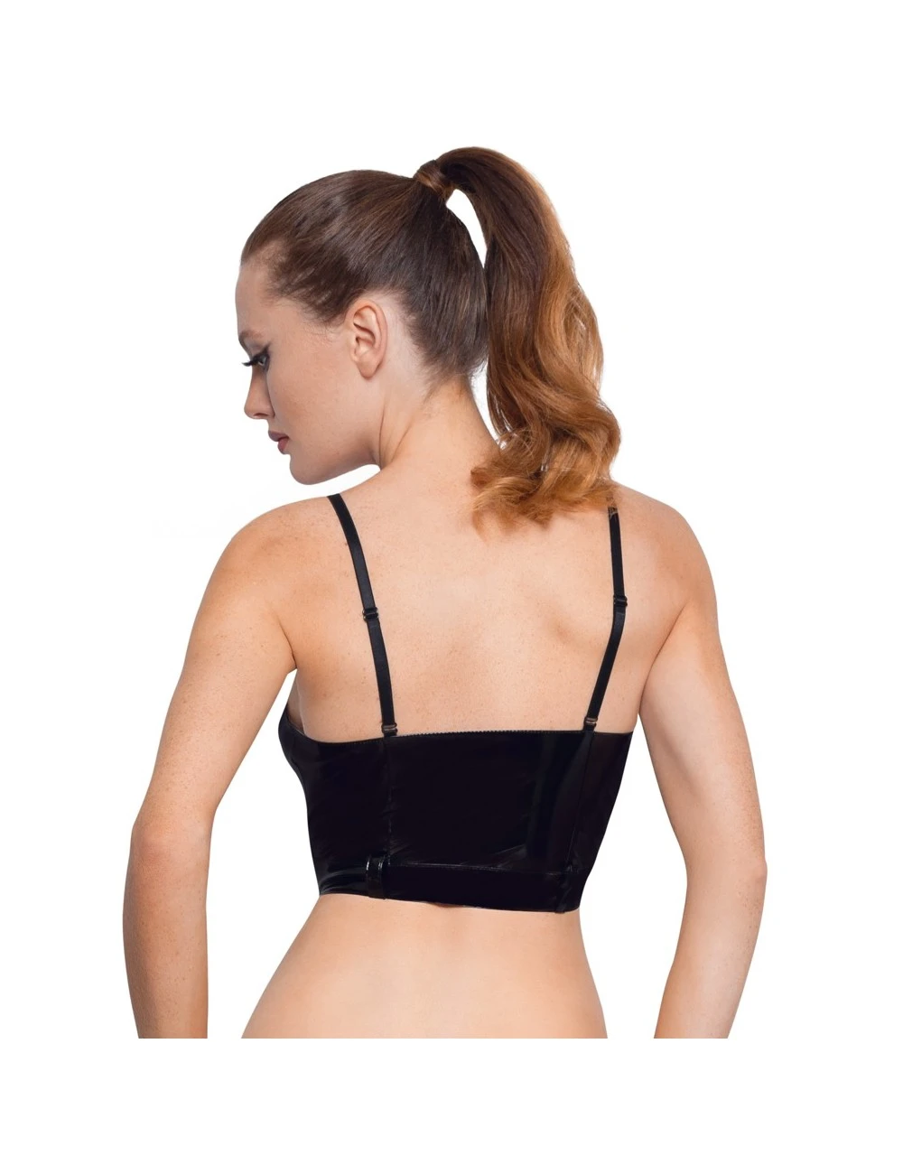 Bustier En Vinyle Noir Brillant Zip Black Level – Image 2