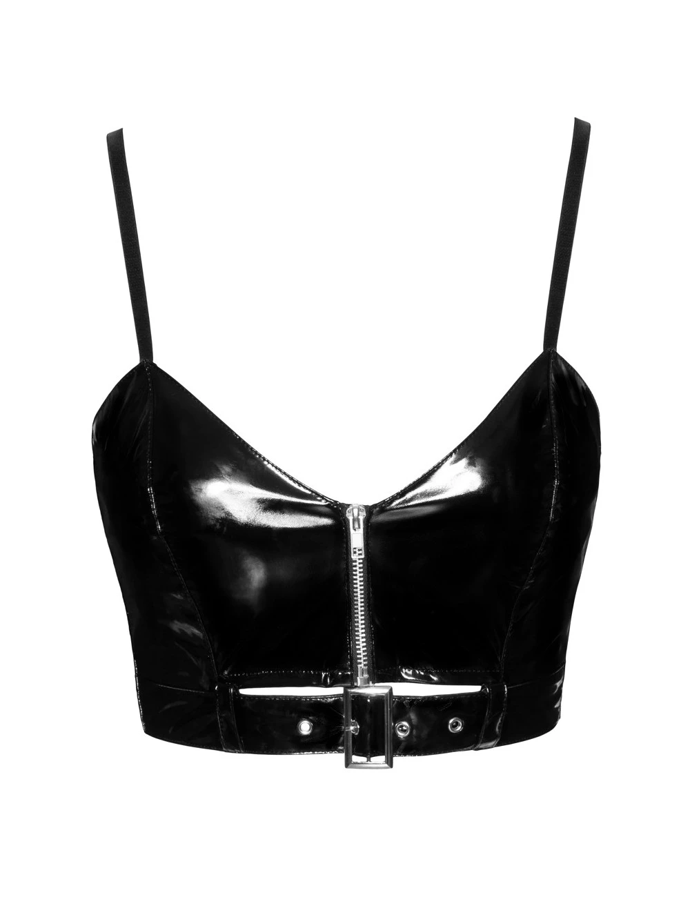 Bustier En Vinyle Noir Brillant Zip Black Level – Image 4