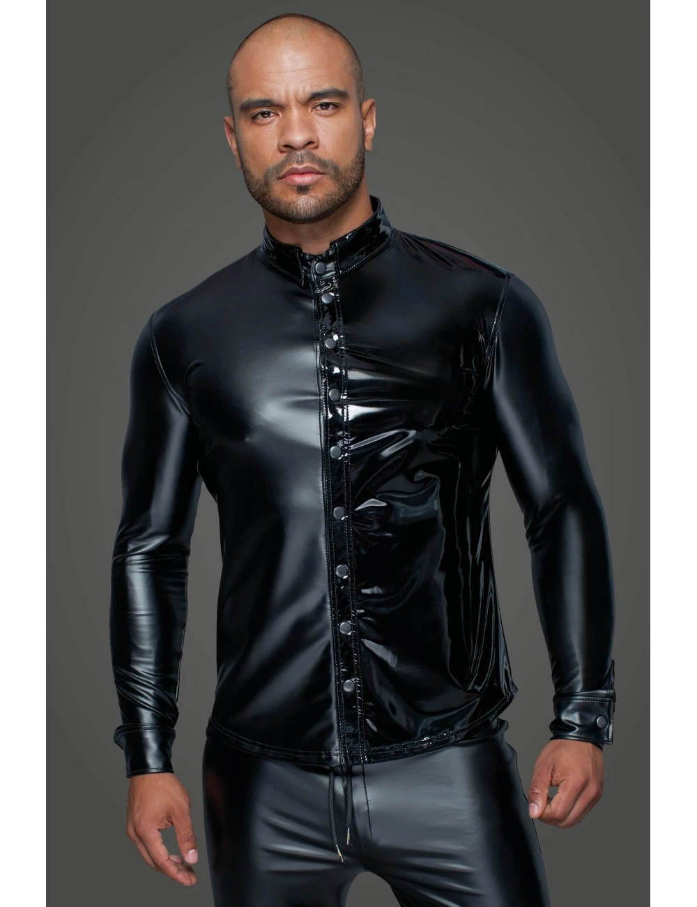 Chemise Manches Longues Powerwetlook Noir Handmade