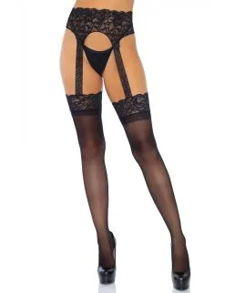 Collant Porte-jarretelles Opaque En Dentelle Leg Avenue