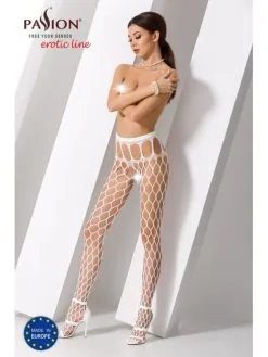 Passion Lingerie Collants Ouverts Large Résille Blanc Passion