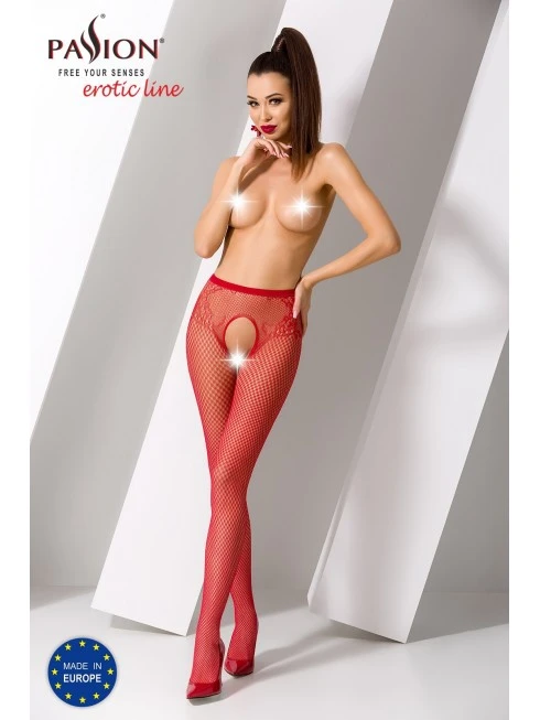 Passion Lingerie Collants Ouverts S019R Résille Rouge Passion