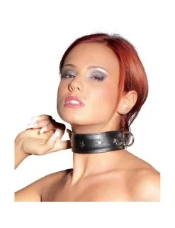 Collier Cuir Noir Double Couche Avec Anneaux ZADO