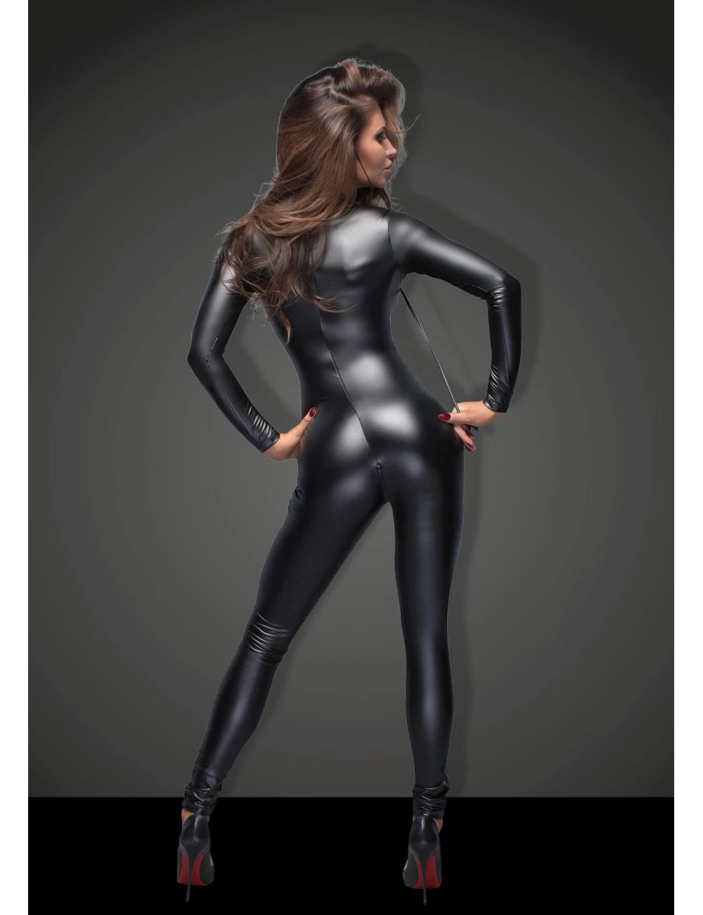 Combinaison Noir Wetlook Zip Et Laisse Noir Handmade – Image 2