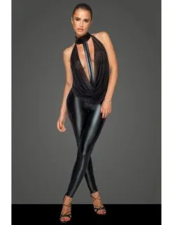 Combinaison Vinyle Dentelle Missbehaved Noir Handmade