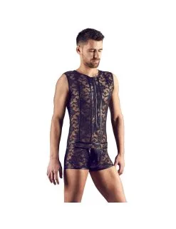 Combishort En Dentelle Noir Transparent SVENJOYMENT