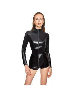 Combishort Vinyle Noir Zip Black Level