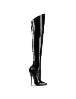 Pleaser USA Shoes Cuissarde Dagger 3060 Noir Vernis Devious