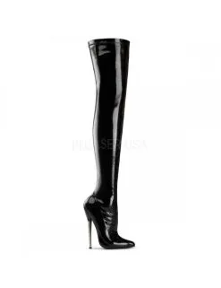 Pleaser USA Shoes Cuissarde Dagger Noir Brillant Devious