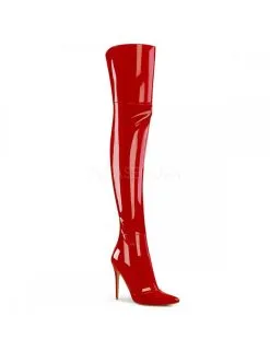 Pleaser USA Shoes Cuissarde Talons Aiguilles Rouge Vernis Moulante Courtly Pleaser