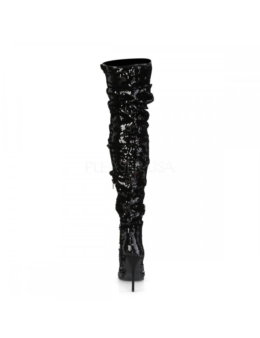 Pleaser USA Shoes Cuissarde Talons Aiguilles Sequins Noir Pleaser – Image 4